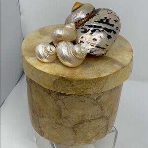 Capiz Shell Cylindar Box w/ Top w/ Large Shells